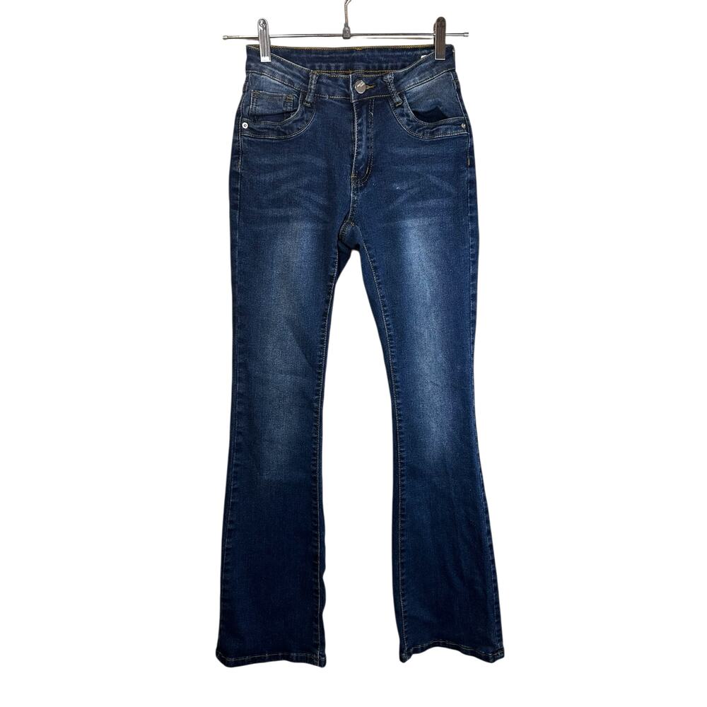 Shein Womens Low Rise Bootcut Jeans Stretch Dark Wash XS 2 Casual Y2k Streetwear